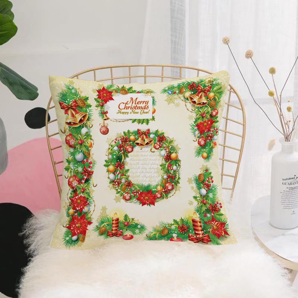 HYMSXW Cushion Cover,Throw Pillow Case Home Decorative for Living Room Bedroom Sofa Chair 20X20 Inch,Christmas, a festive combination of Christmas elements with a strong sense of c,Pillowcase 50X50cm