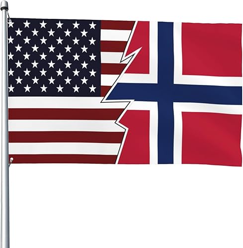Banderas de estilo desgarrado de Estados Unidos y Noruega de 4 x 6 pies, banderas de decoración para exteriores resistentes de poliéster duradero