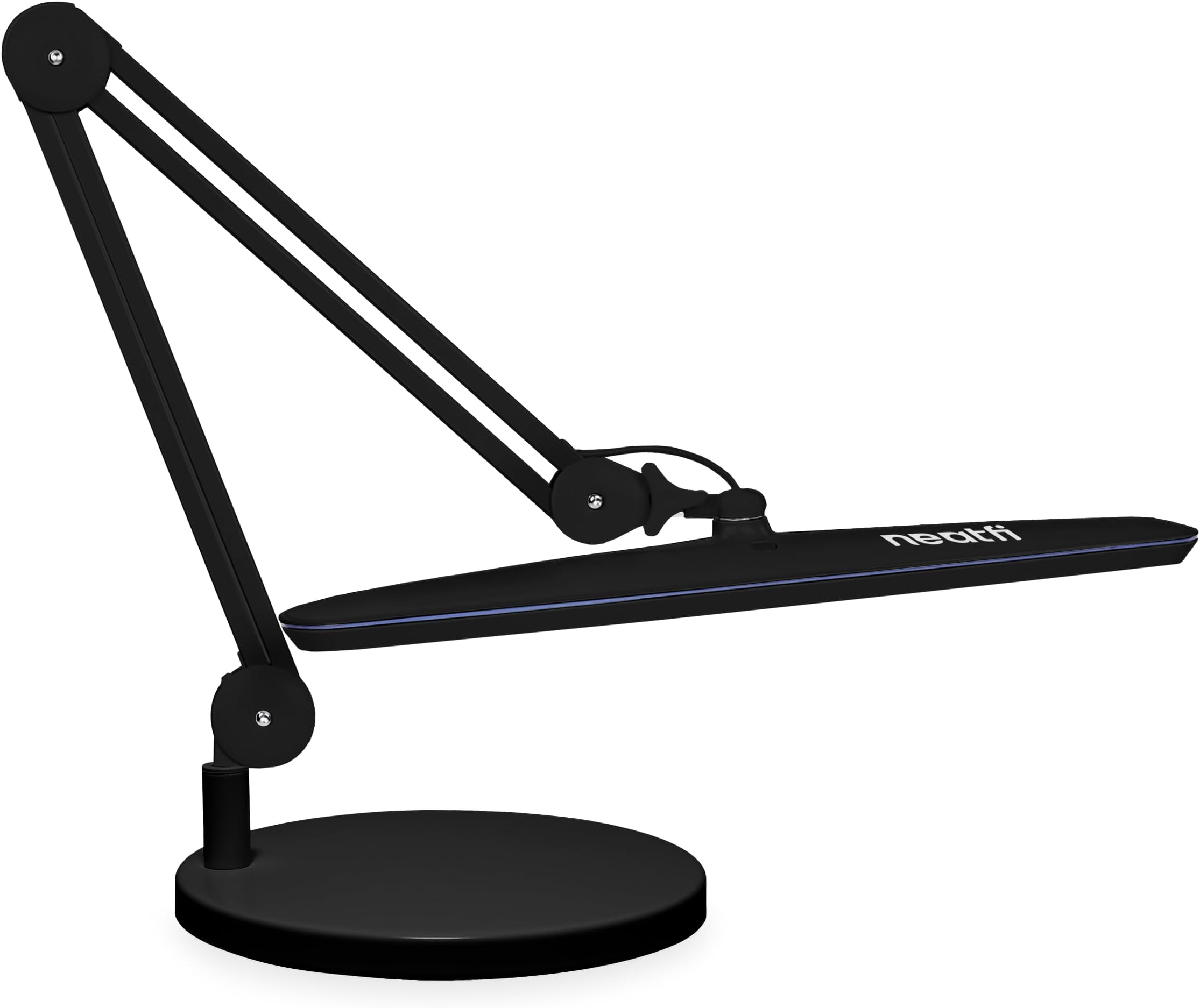 Neatfi XL 2,200 Lumens 24W LED Desk Lamp – 23” Wide Shade | Dimmable Eye-Caring Task Light | Adjustable Arm | Home Office, Study, Crafts & Nail Tech (Black, Non-CCT with Clamp)