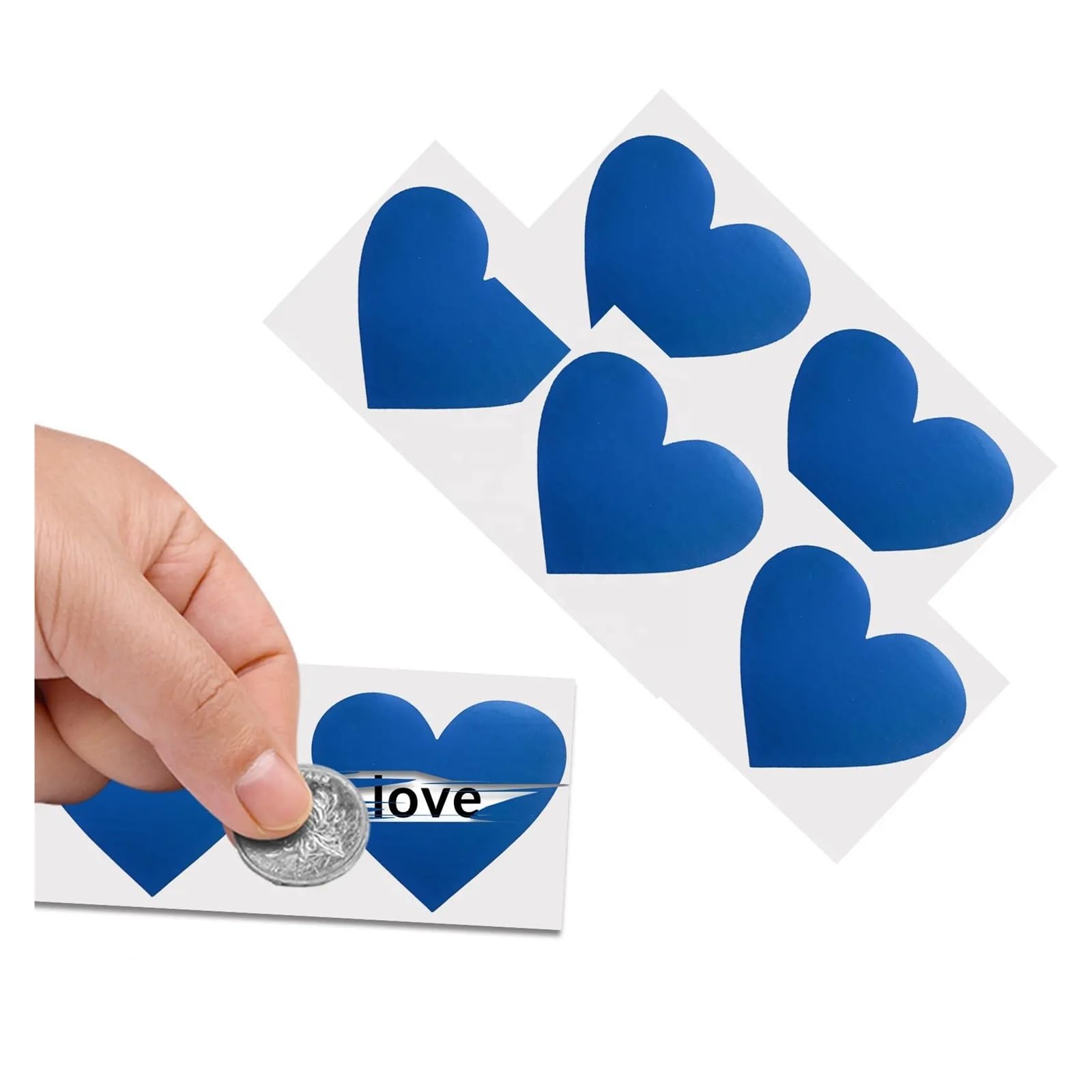 Autocollants à gratter bleu cœur bricolage étiquettes récompense