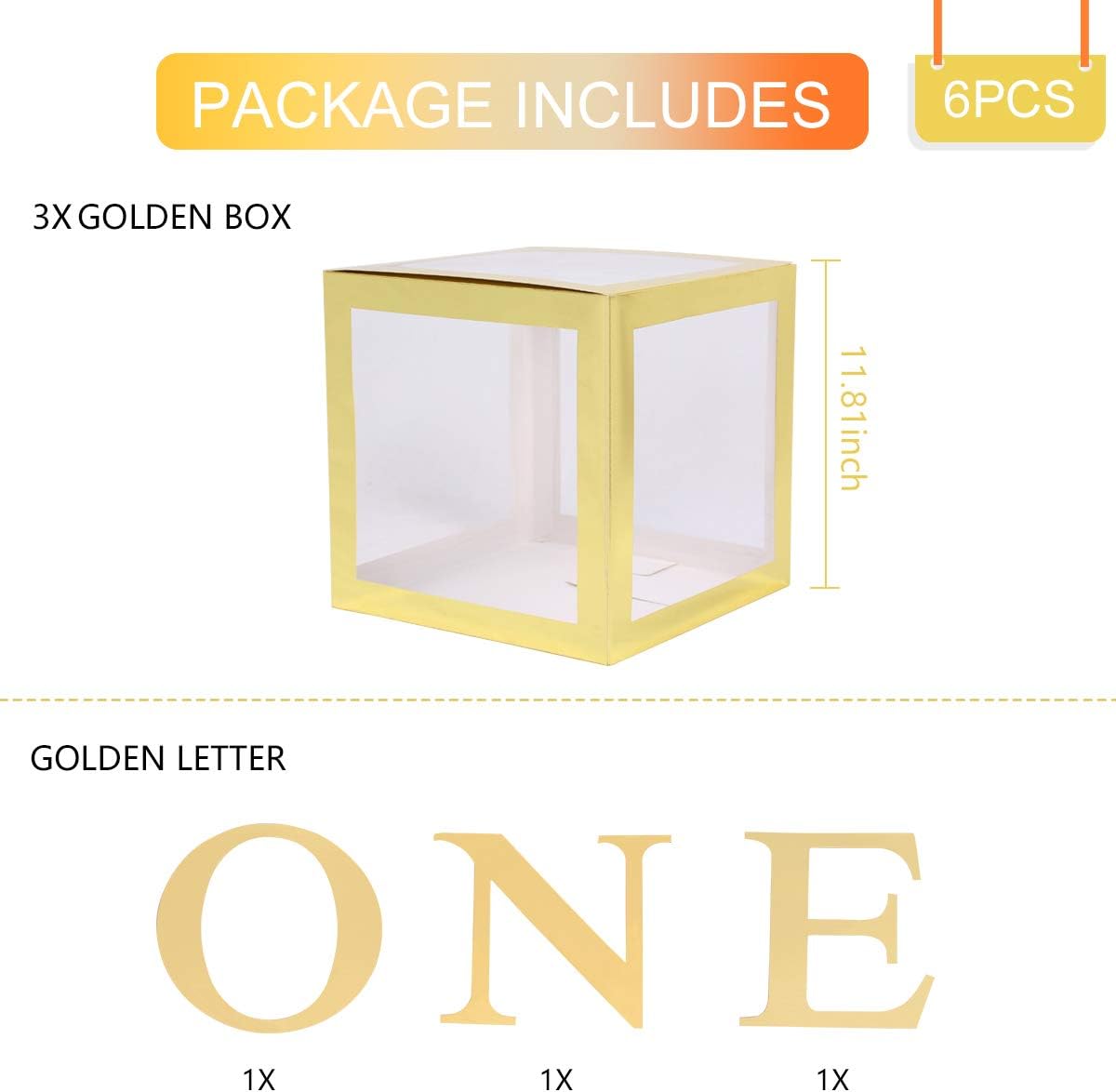 ONE Balloon Boxes for 1st Birthday Boy Decorations,Transparent Gold ONE Party Boxes Decorations with ONE Letter for Boys First Birthday Party Baby Shower Decorations ,Safari Birthday Decorations