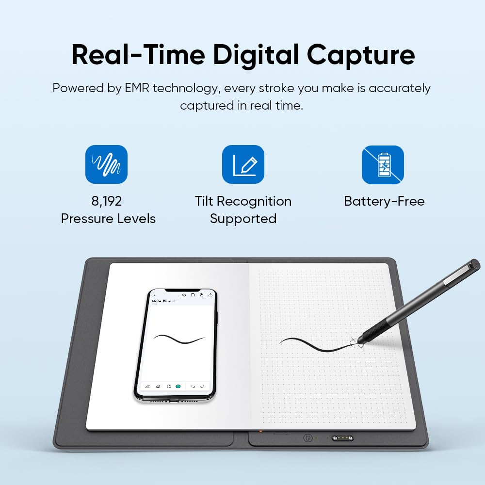 XPPen Note Plus A5, Carnet Numérique Bluetooth 5.3, Stockage hors Ligne 50 Pages, Outils d’édition intégrés, Synchronisation Android/iOS