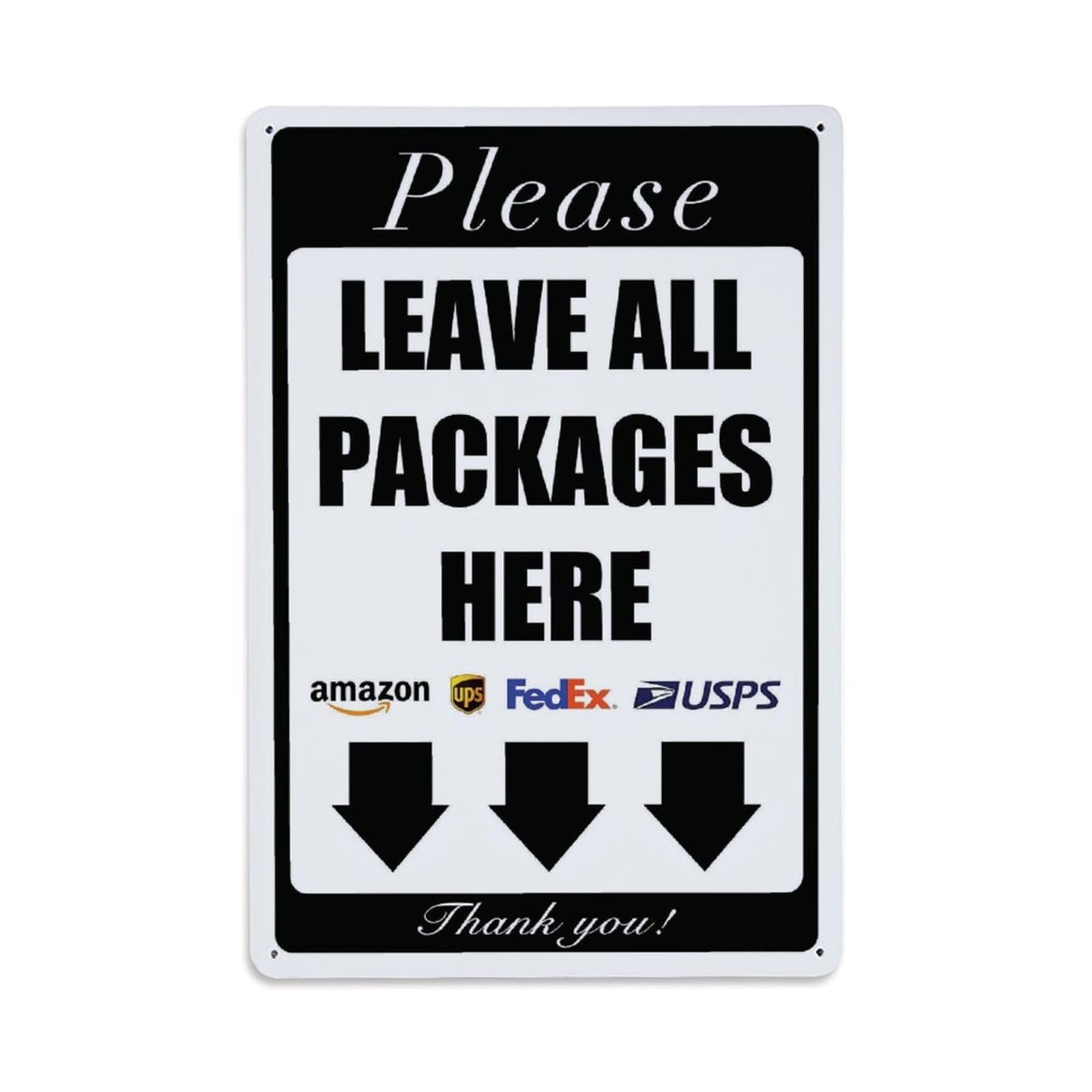 Leave All Packages Here Sign Vintage Aluminium Metal Sign, Retro Wall Decor for Home, Bar, Garage & Farmhouse 30x20cm