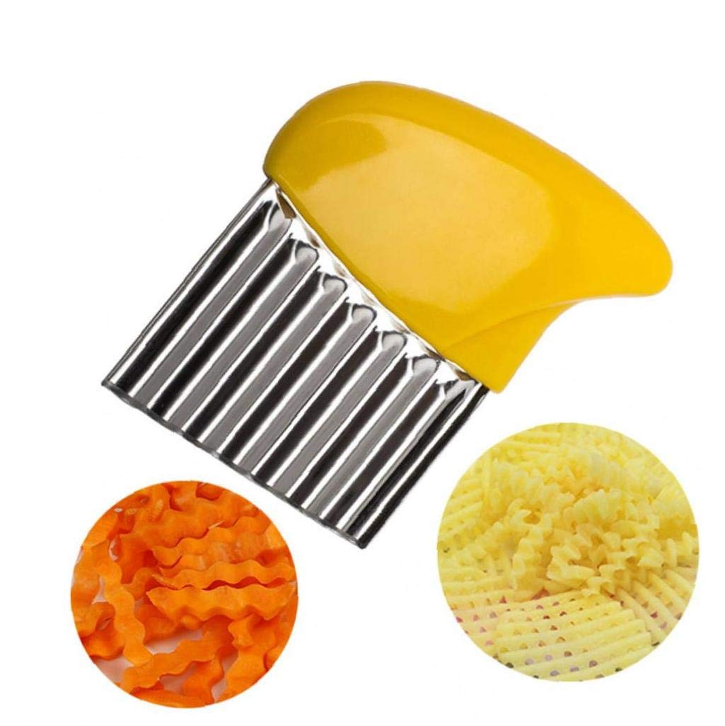 Casecover Green/Pink/Yellow Stainless Steel Crinkle Cutter Potato Chips Cutter Vegetable Wavy Cutter Random Color 1Pc