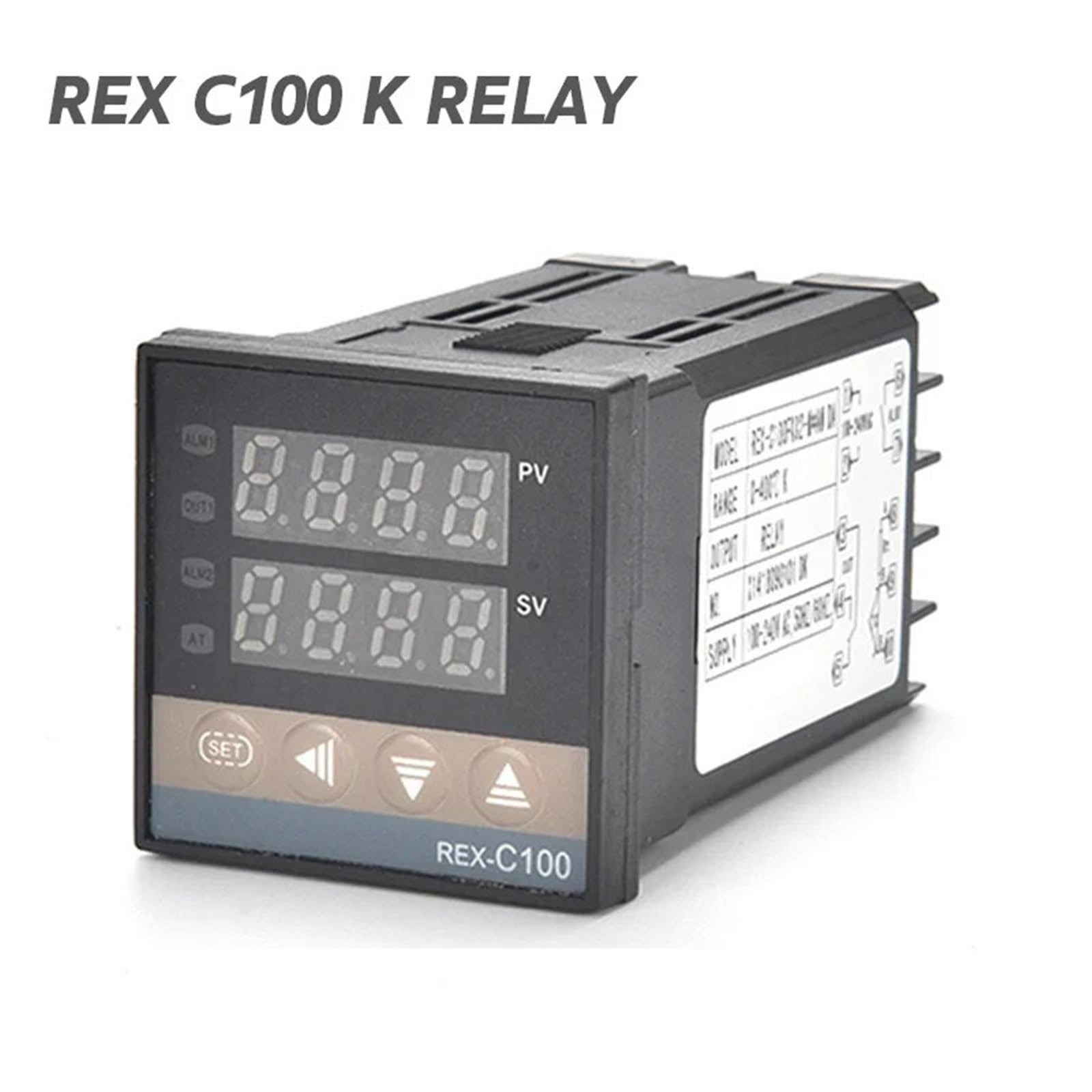 Termostato Digital RKC PID C100, Controlador de Temperatura Digital, Salida de REX-C100, relé SSR 40DA, Tornillo K/J, termopar de 1m, 1 Juego(Rex C-100 K Relay)