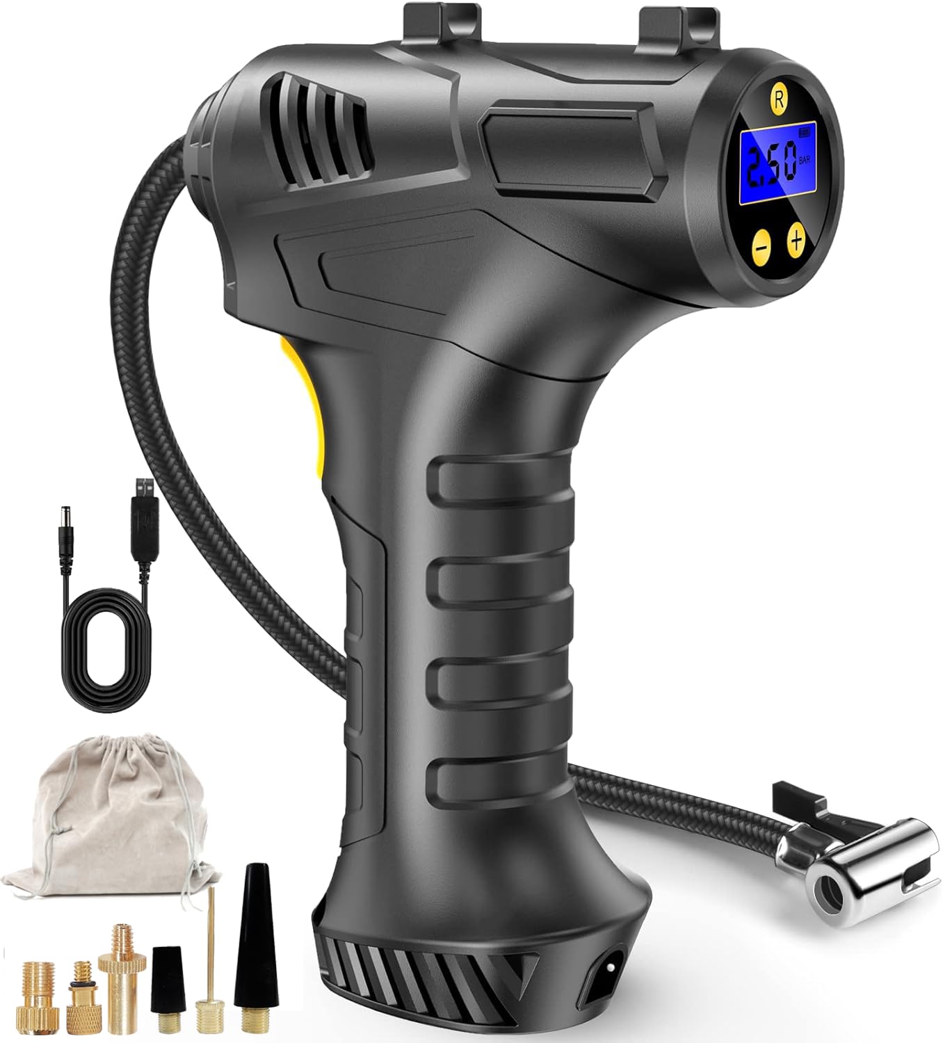150 PSI Compressore Portatile, per Auto Aria Compressa Pompa Elettrica Pressione Gonfiatore Digitale con Luce LED per Gonfiare Le Gomme delle e delle Auto, Palloni, Canotti, Monopattini, Moto, Bici