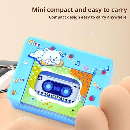 Miniatura 5 de Mini llavero retro para reproductor de cassette, reproductor de microcassette portátil con 10 canciones, reproductores de casete micro portátiles,