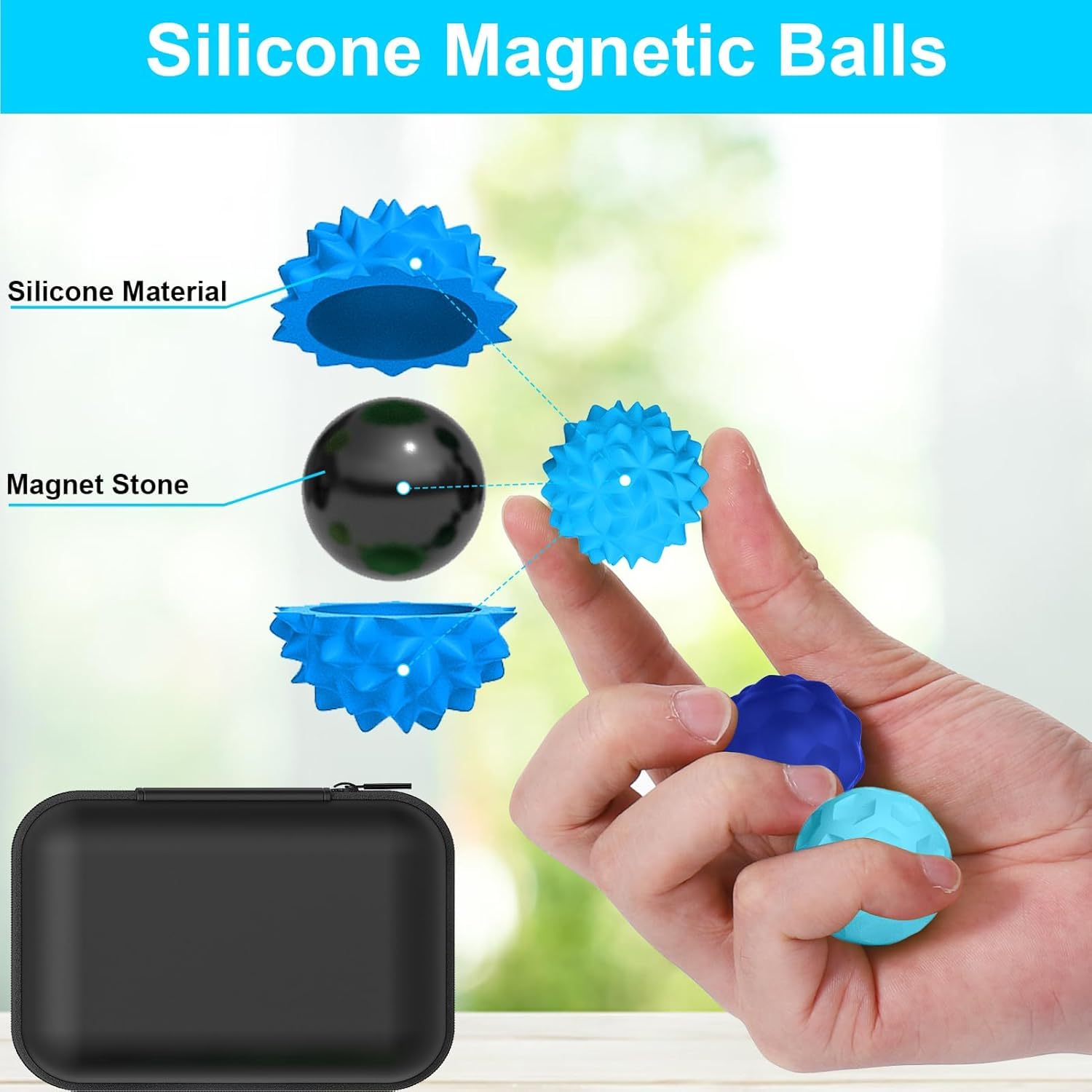 Magnetic Balls Fidget Toys for Adults & Teens,8PCS Bluer Stress Relief Sensory Toys for Autism ADHD Anxiety,Fun Textures Gadgets,Office Desk Toy,Travel Toy,Desk Stress Relief for Boy Kids Teen Gift - Image 3