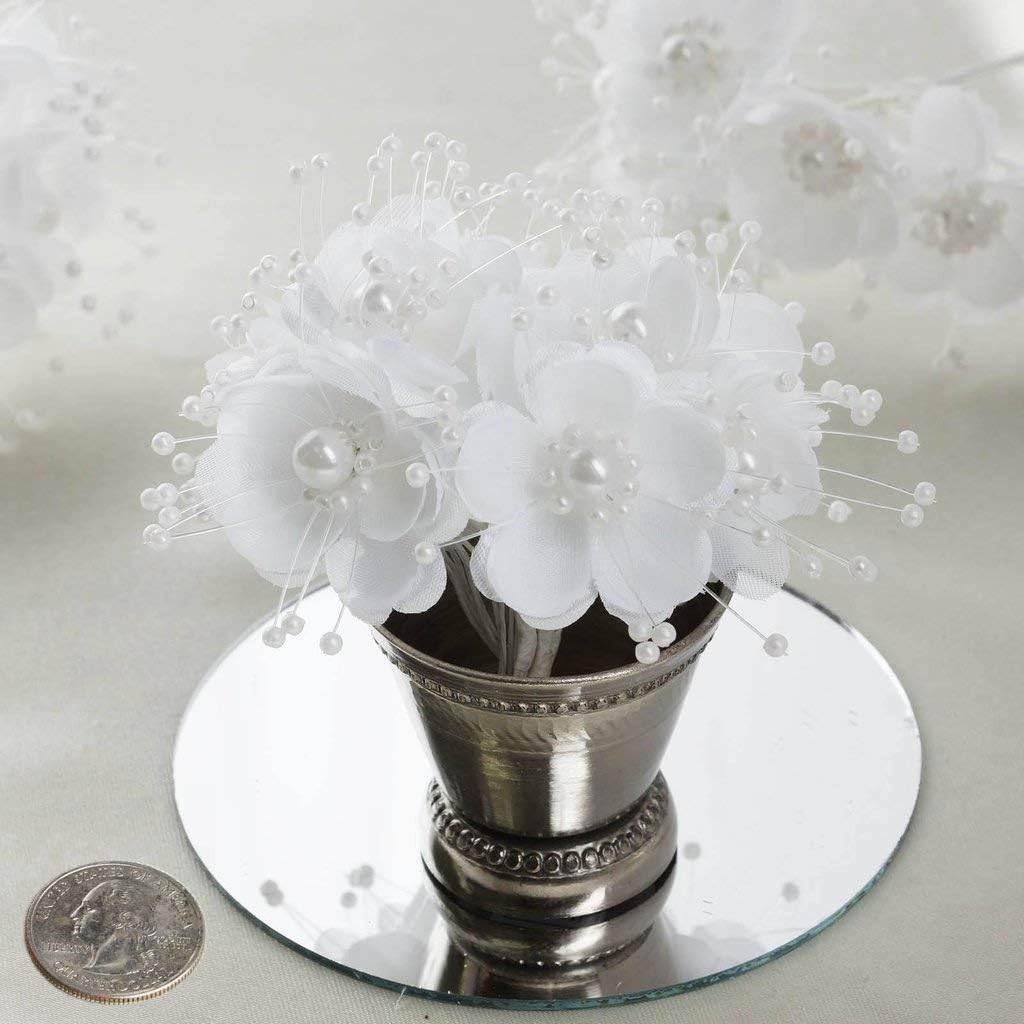72 White Wedding Bridal Pearl Satin Organza Flower