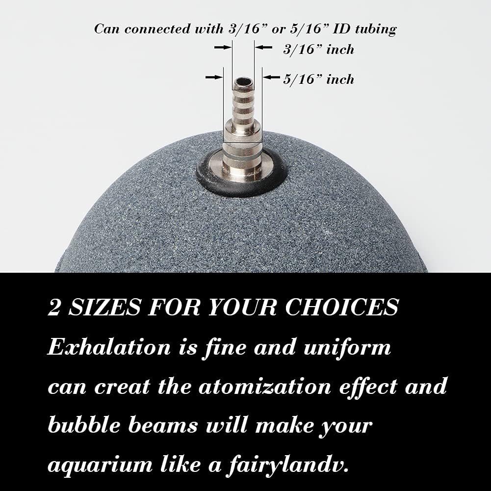 Quickun 7.8 Inch Updated Crazy Air Mineral Ball Stone Cylinder Bubbler Plus Diffuser Aquarium Fish Tank Hydroponics Pump Airstones Diffuser 3/16" 5/16" Hose ID