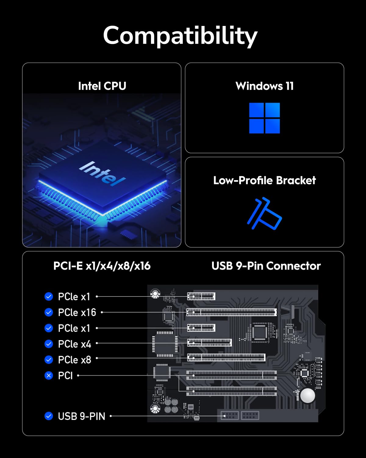 Cudy Scheda WiFi 7 WE9300S PCIe WiFi per PC, Adattatore Wireless Tri-Band da 6 GHz, Bluetooth 5.4, Antenna ad Alto Guadagno, Facile Installazione