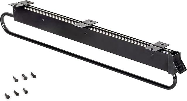 Emuca - Wardrobe pull out clothes hanger rail, sliding hanging rail with lenght 800mm, Black