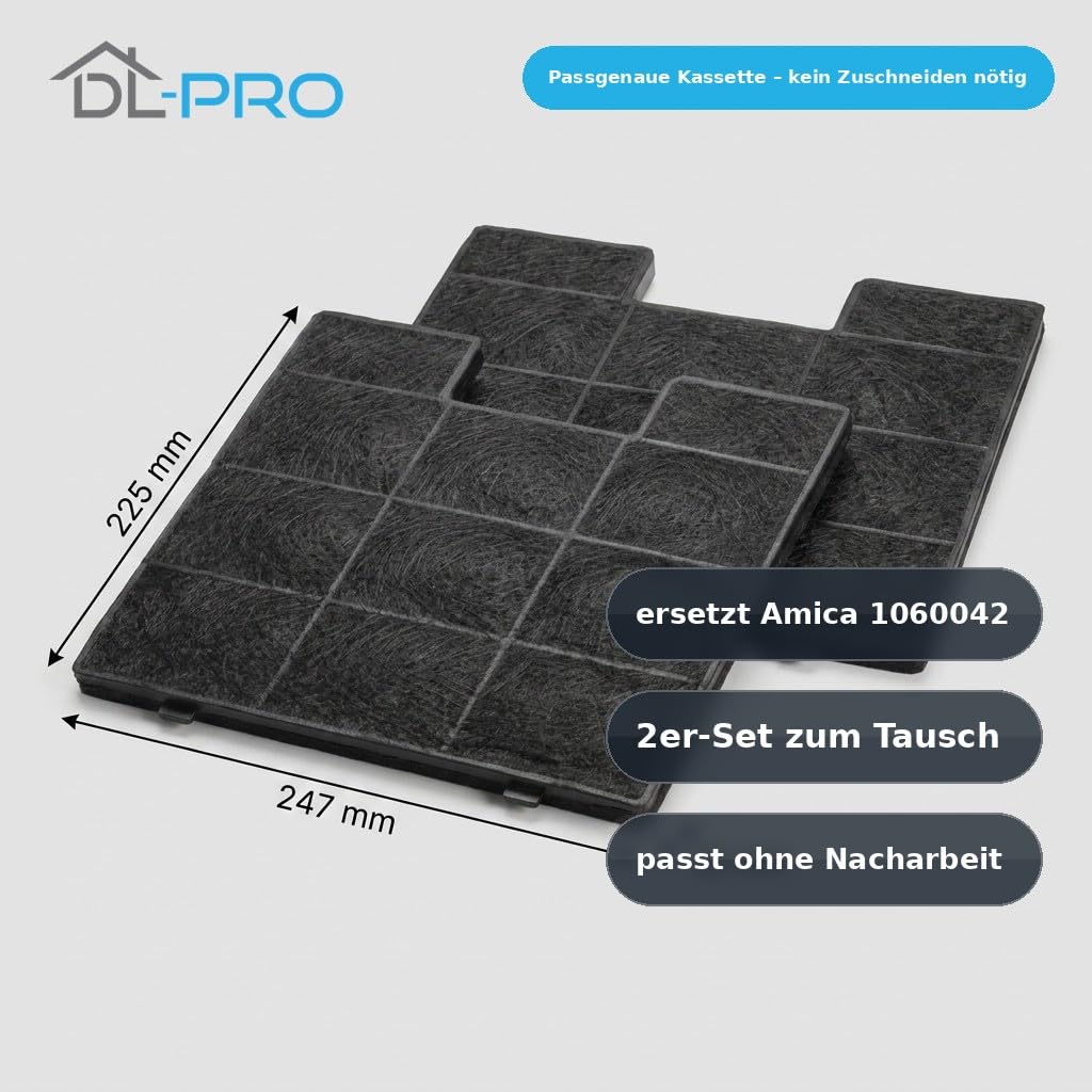 DL-PRO 2 filtros de carbón activo para Amica FWK250 1060042