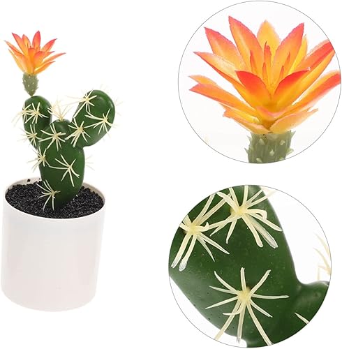 Miniatura 4 de HOMSFOU 2 piezas de simulación de cactus de plástico adorno artificial de cactus artificial plantas de cactus de escritorio bonsái realista de