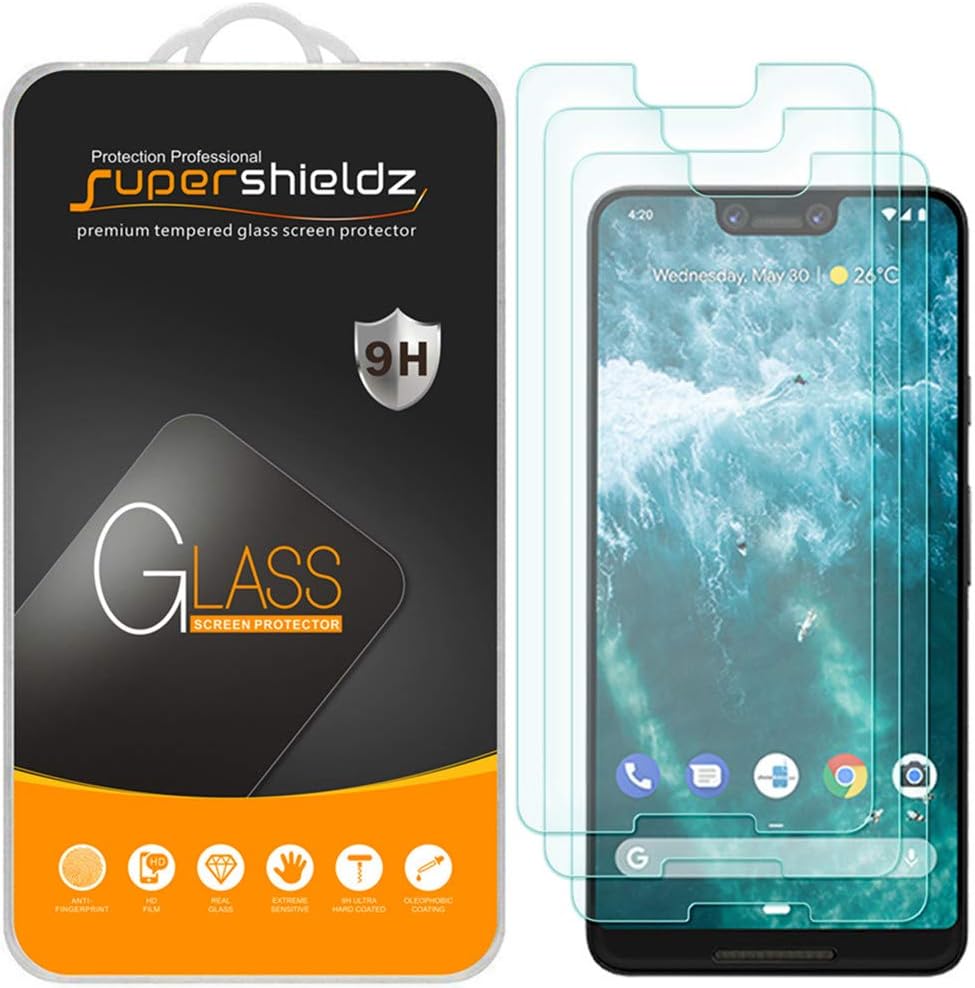 Supershieldz (3 Pack) Designed for Google (Pixel 3 XL) Tempered Glass Screen Protector, 0.33mm, Anti Scratch, Bubble Free