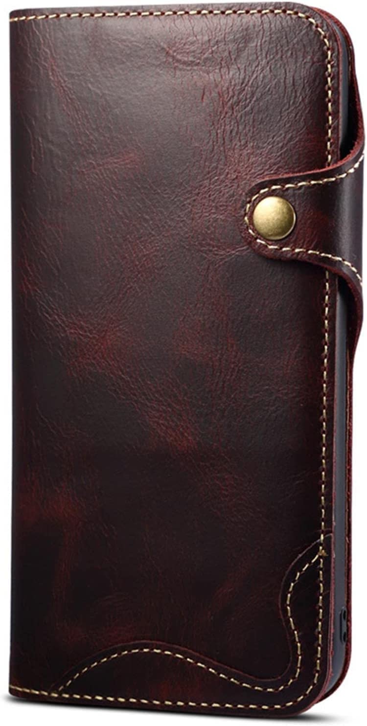Étui en cuir véritable iPhone 14 Pro Max chic bordeaux à rabat - 5