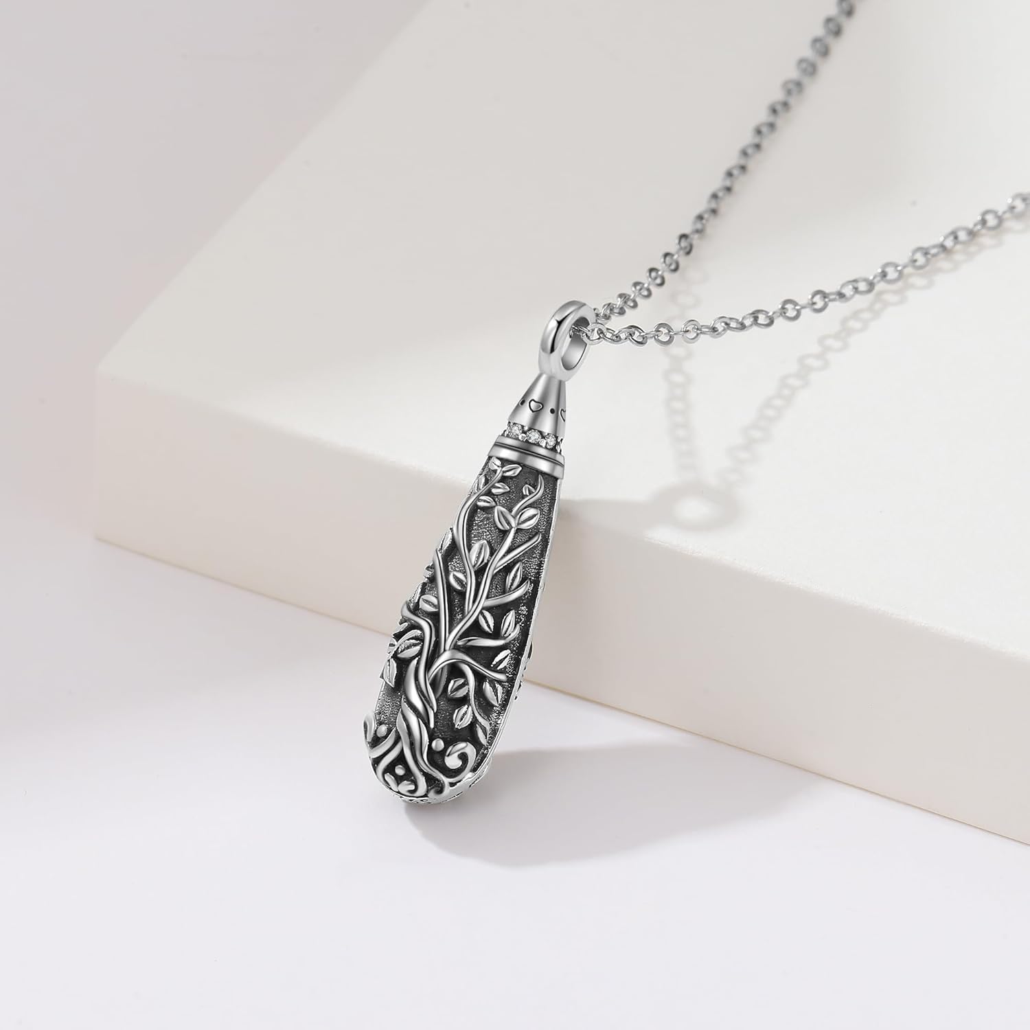 Tree of Life Flower Cremation Ashes Urn Pendant Necklace for Women Sterling Silver US3 - Image 2