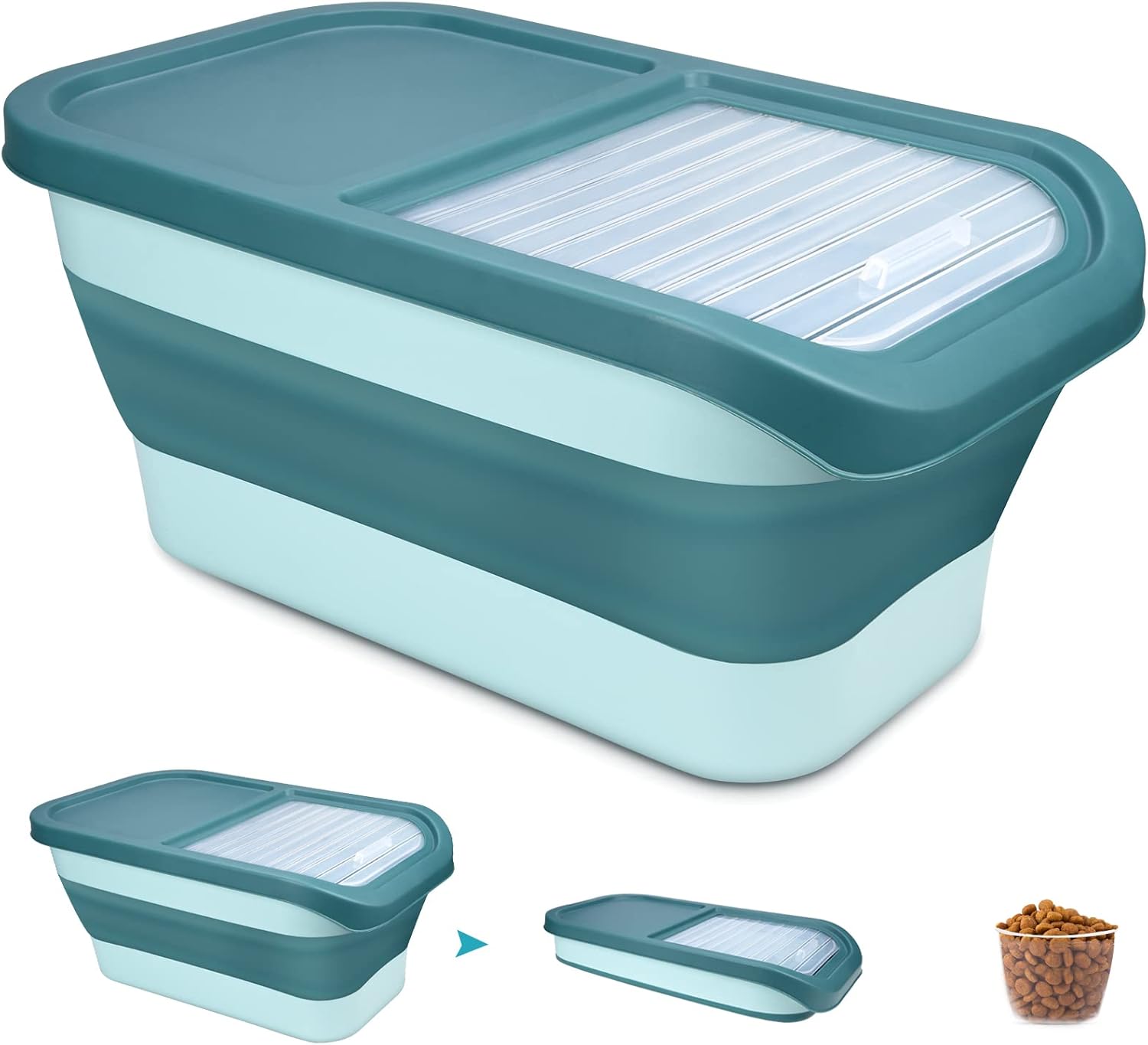 Collapsible Dog and Cat Food Storage Containers with Measure Cup,1013