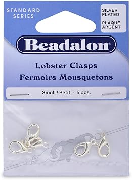 Beadalon Lobster Clasps, Small, Silver Plated, 5 pc
