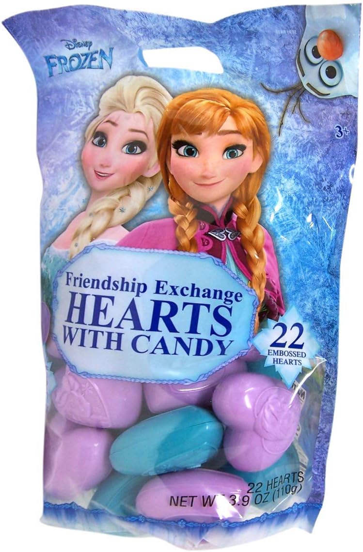 Disney Frozen Valentine's Day Classroom Friendship Exchange Hearts with Candy, 18 Count