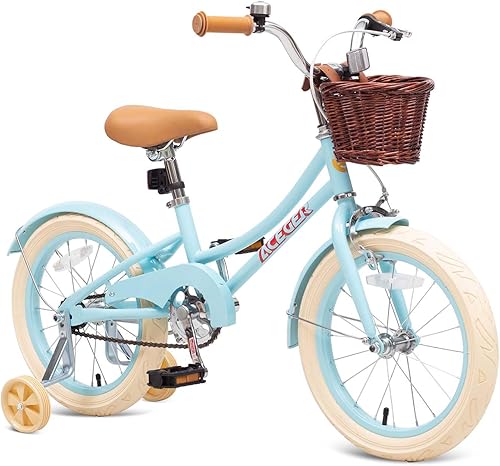 ACEGER Bicicleta para niñas con canasta, bicicleta para niños de 3 a 13 años, incluye freno de posavasos y freno de pinza, 14, 16, 18 pulgadas, con