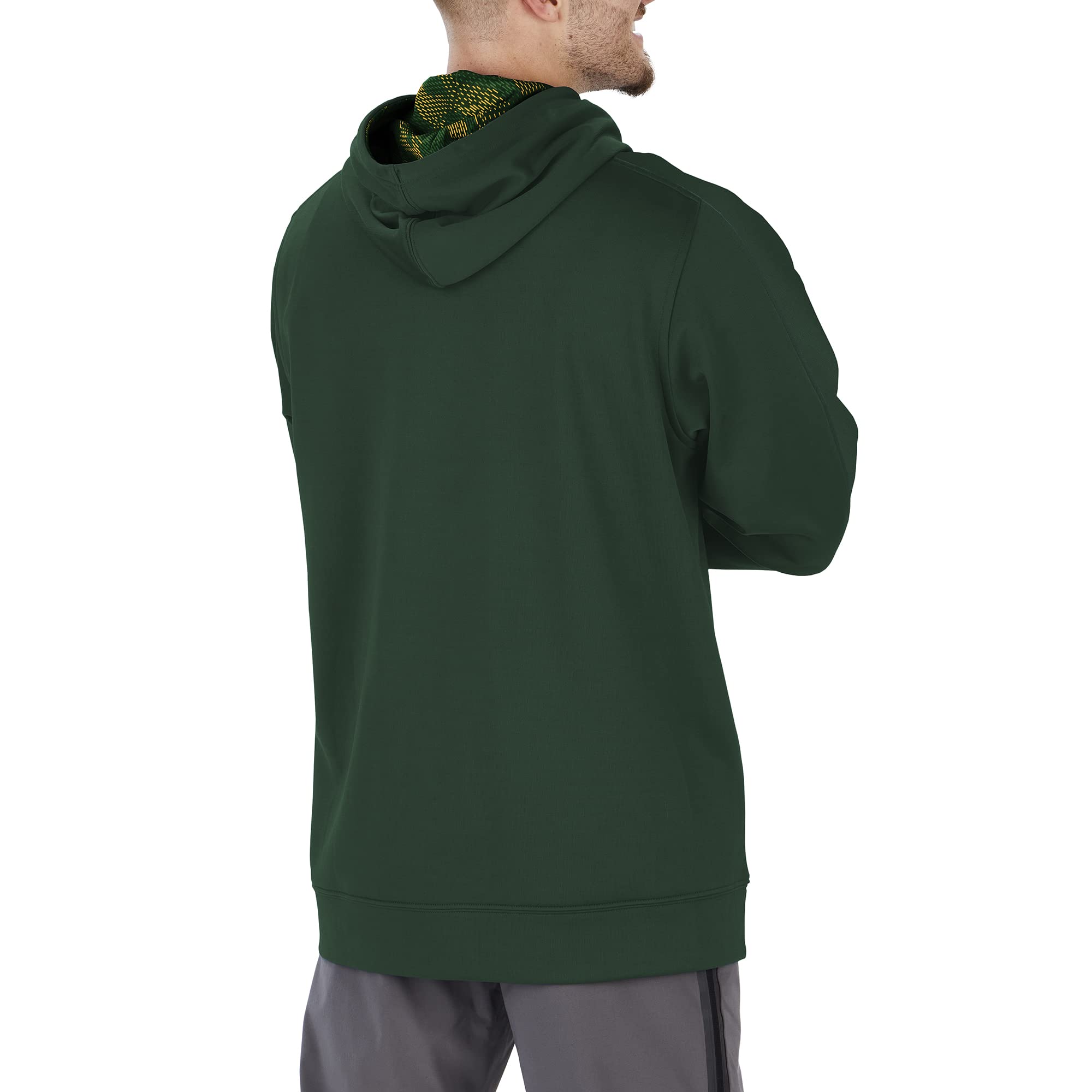 Zubaz Men's NFL Team Color, Primary Logo Hooded Hoodie with Viper Print Details, Green Bay Packers, Large