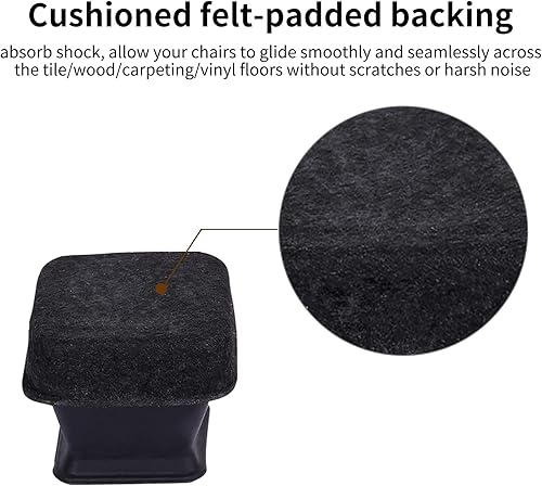 Miniatura 4 de Ezprotekt 24 protectores cuadrados de silicona para patas de silla con almohadillas de fieltro circundantes, fundas para patas de silla,