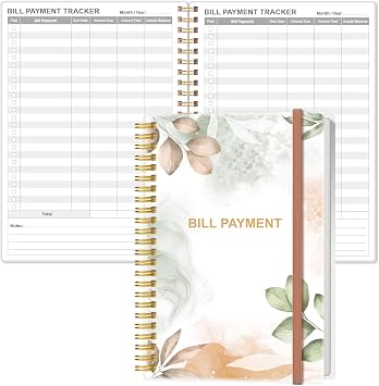 Bill Payment Tracker Notebook - Monthly Bill Organizer & Planner for Personal Budgeting Financial, Payments Checklist Organizer, 5.8" x 8.5", Rose Leaf