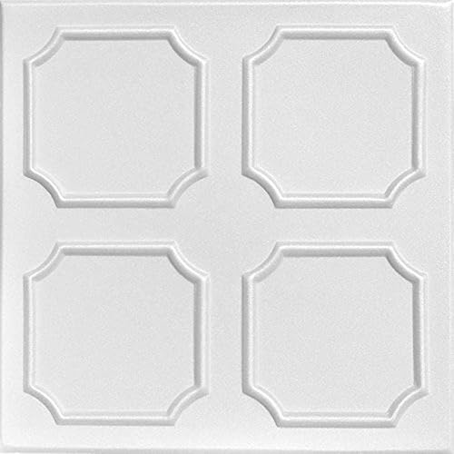 A La Maison Ceilings R01 Bostonian Foam - Azulejo de techo con pegamento (21.6 pies cuadradoscaja), paquete de 8, color blanco liso