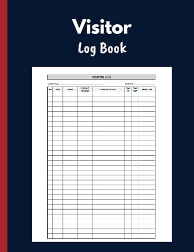 Visitor Log Book Sign-In Register Notebook I Easily track visitors & guests I for Business, Offices, Front Desk Security, Church Groups, Nursing