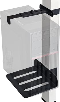 Desktop Under Desk PC Holder40 lb Load Capacity, No Drilling Suspended Bracket, Clamp-on Desk Leg PC Mount, Under Table Computer Mount, Adjustable Computer Tower Stand for 80mm50mm Legs