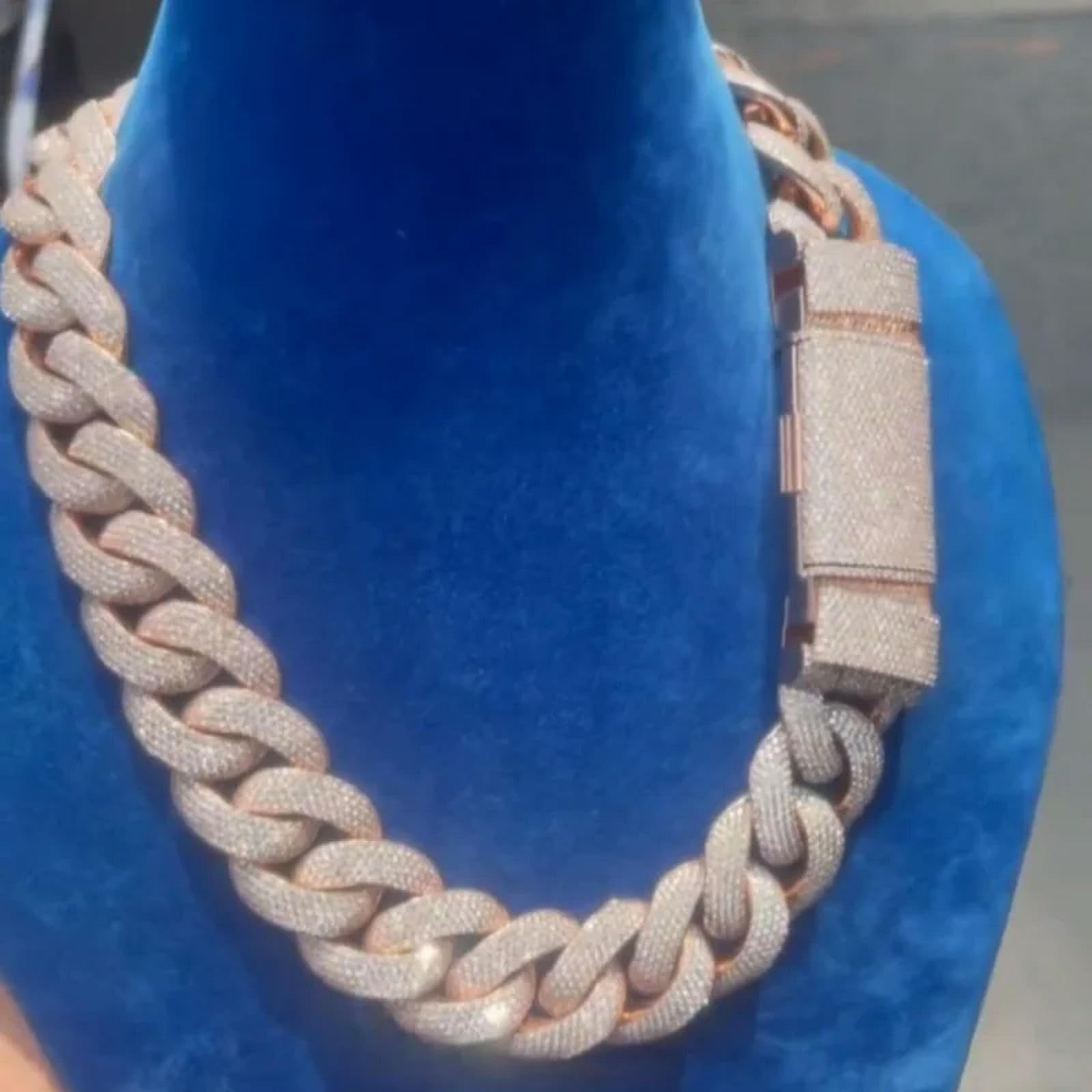 Karavionu Neckalce 25MM S925 Solid Silver Iced Out Hip Hop Jewelry Moissanite Diamond VVS Miami Cuban Link Chain
