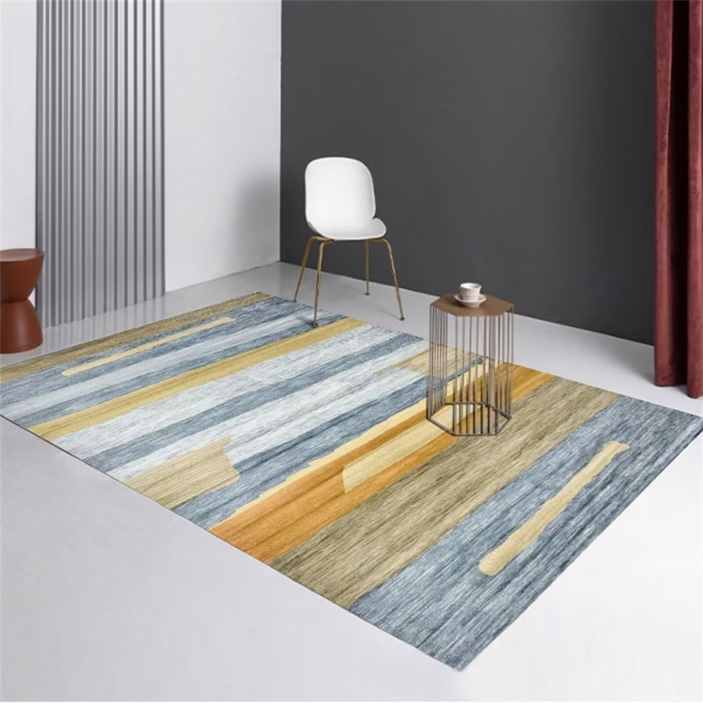 Tapis de Salon Jaune Bleu Multi-Taille pour Chambre Ado