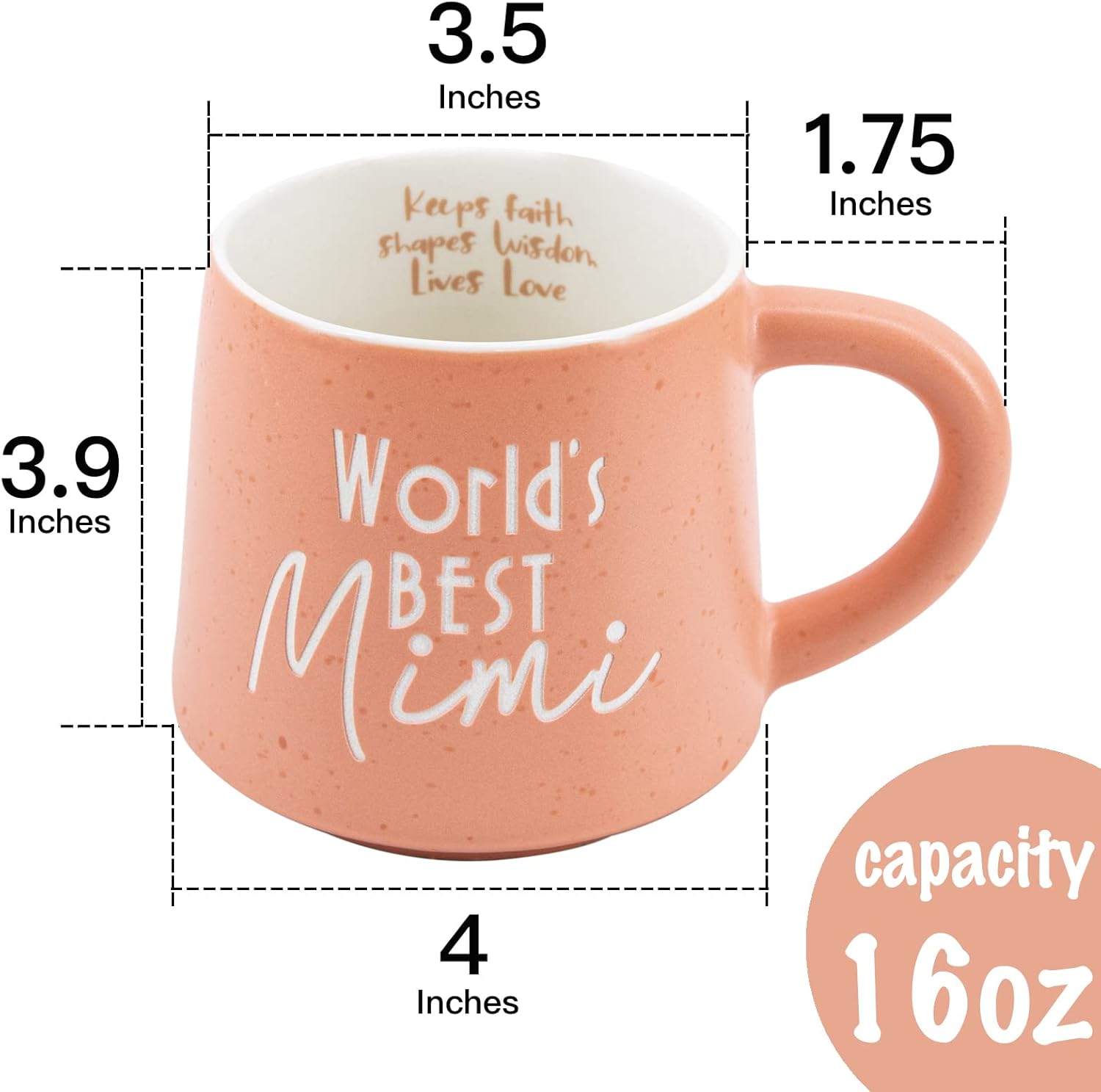 COLLECTIVE HOME - Coffee Mug, Family Ceramic Tea Cup, Funny Gift for Mother's Day/Father's Day, 16 oz, Dishwasher and Microwave Safe, World's BEST Mimi - Image 2