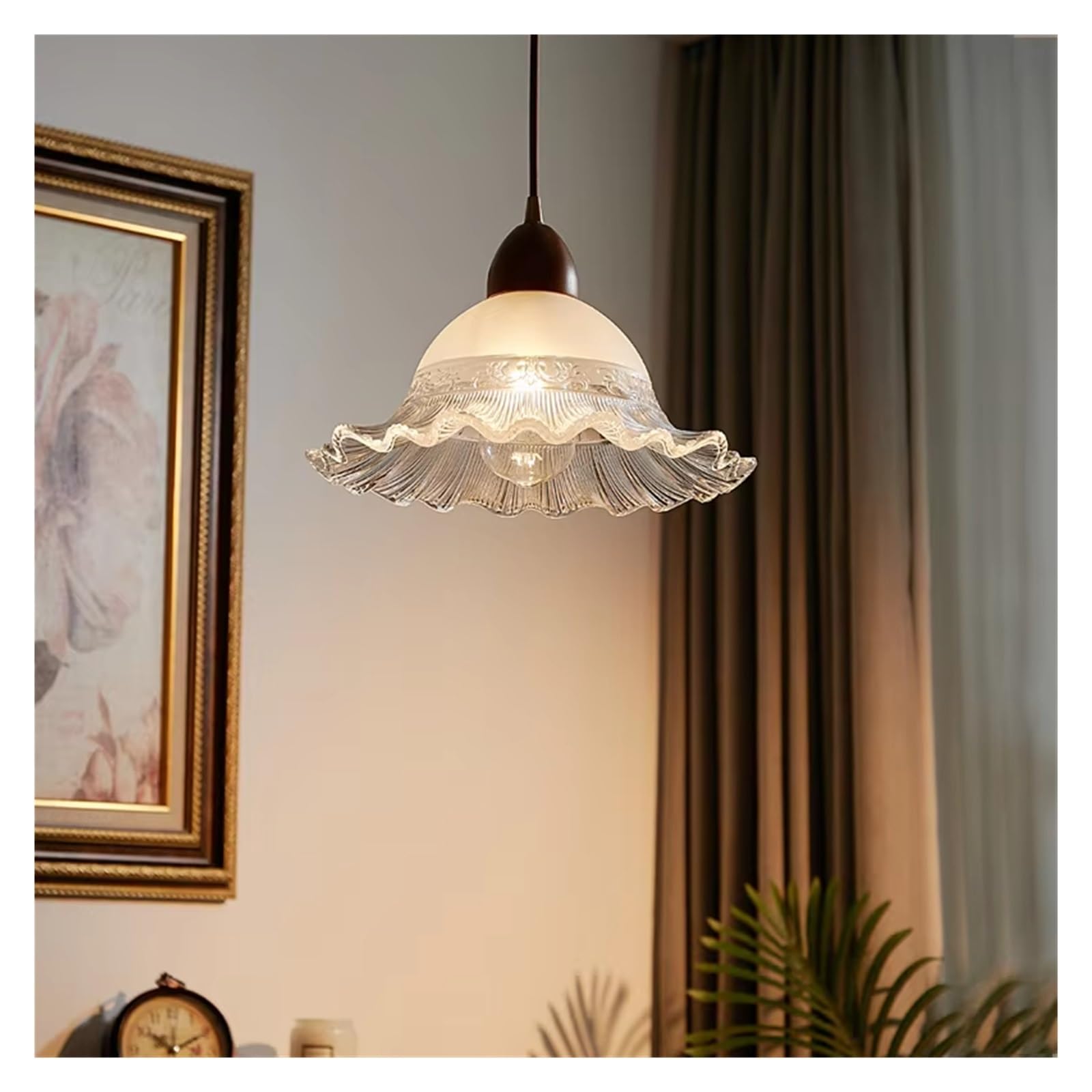 Suspension luminaire en verre et bois au design contemporain haut de gamme