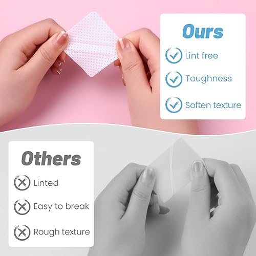 Miniatura 2 de Toallitas de uñas sin pelusas, almohadillas quitaesmalte de uñas, 540 toallitas de extensión de pestañas, almohadillas suaves no tejidas de acetona