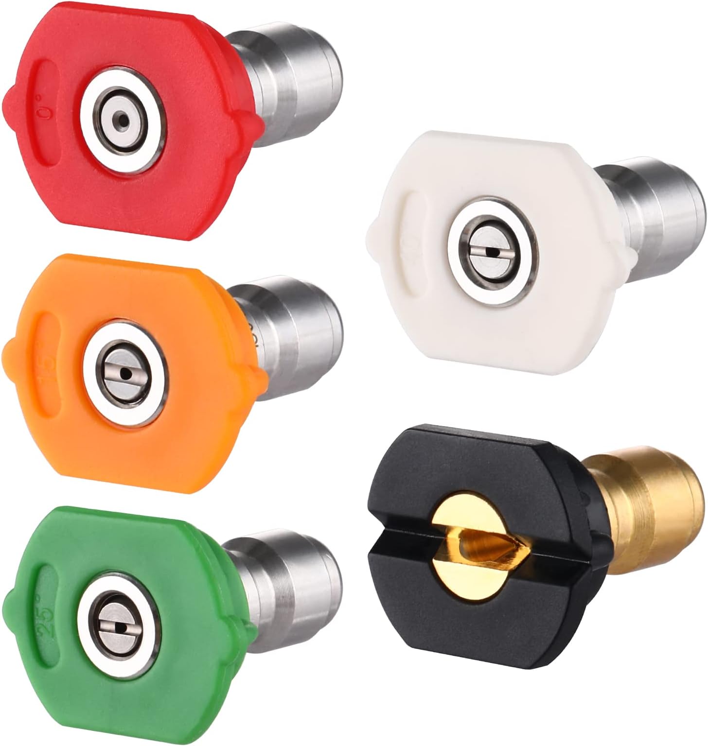 YASUOA 5 Sets Pressure Washer Tips with 1/4'' Quick Connector Compatible with Most Pressure Washers Multiple Degrees Replacement Pressure Washer Tips for Car Cleaning(Type 1, 5)