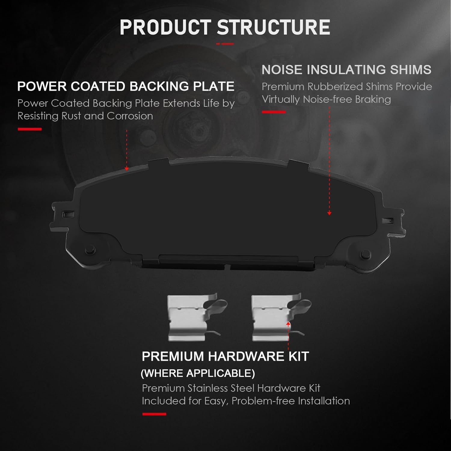 cciyu D1324 D1391 Front & Rear Ceramic Brake Pads Kits 8pcs fit For 2010-2015 For Lexus RX350, 2010-2015 For Lexus RX450h, 2014-2019 For Toyota For Highlander, 2011-2019 For Toyota For Sienna