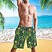 visesunny Green Cacti Desert Plant Print Men's Beach Shorts Swim Trunks Sports Bathing Suits with Mesh Lining