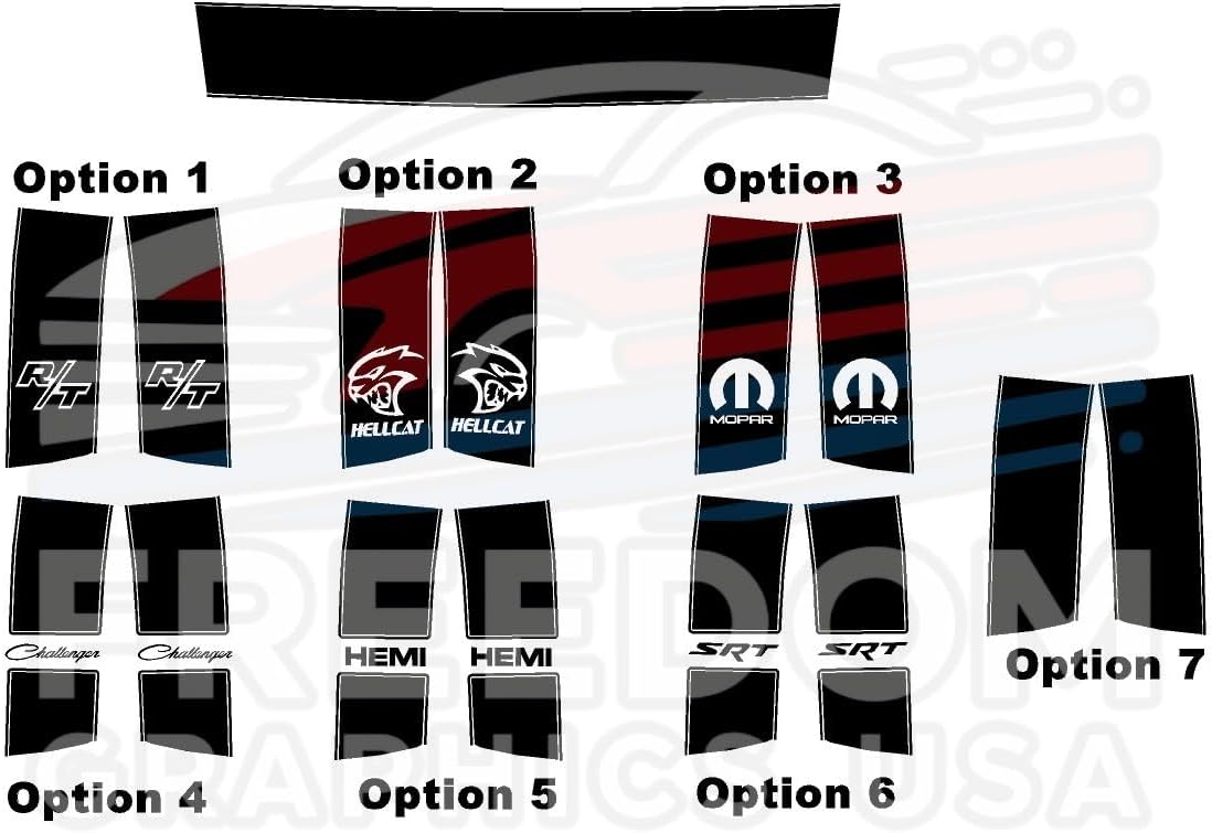 Graphics for Dodge Challenger 2008-2023 Side Tailband Stripes, Set for Both Sides of Your Car, Premium Vinyl Decals Kit, Custom Car Stickers, Made in USA, Precision-Cut.
