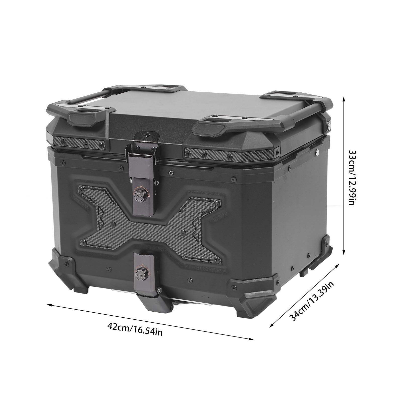 Focket Top Case de Moto, Coffre de Moto en Alliage d'aluminium 45 L, Sac à Bagages de avec Verrouillage de sécurité à 2 Clés et Base à Dégagement Rapide pour Le Rangement du Casque et du Matériel
