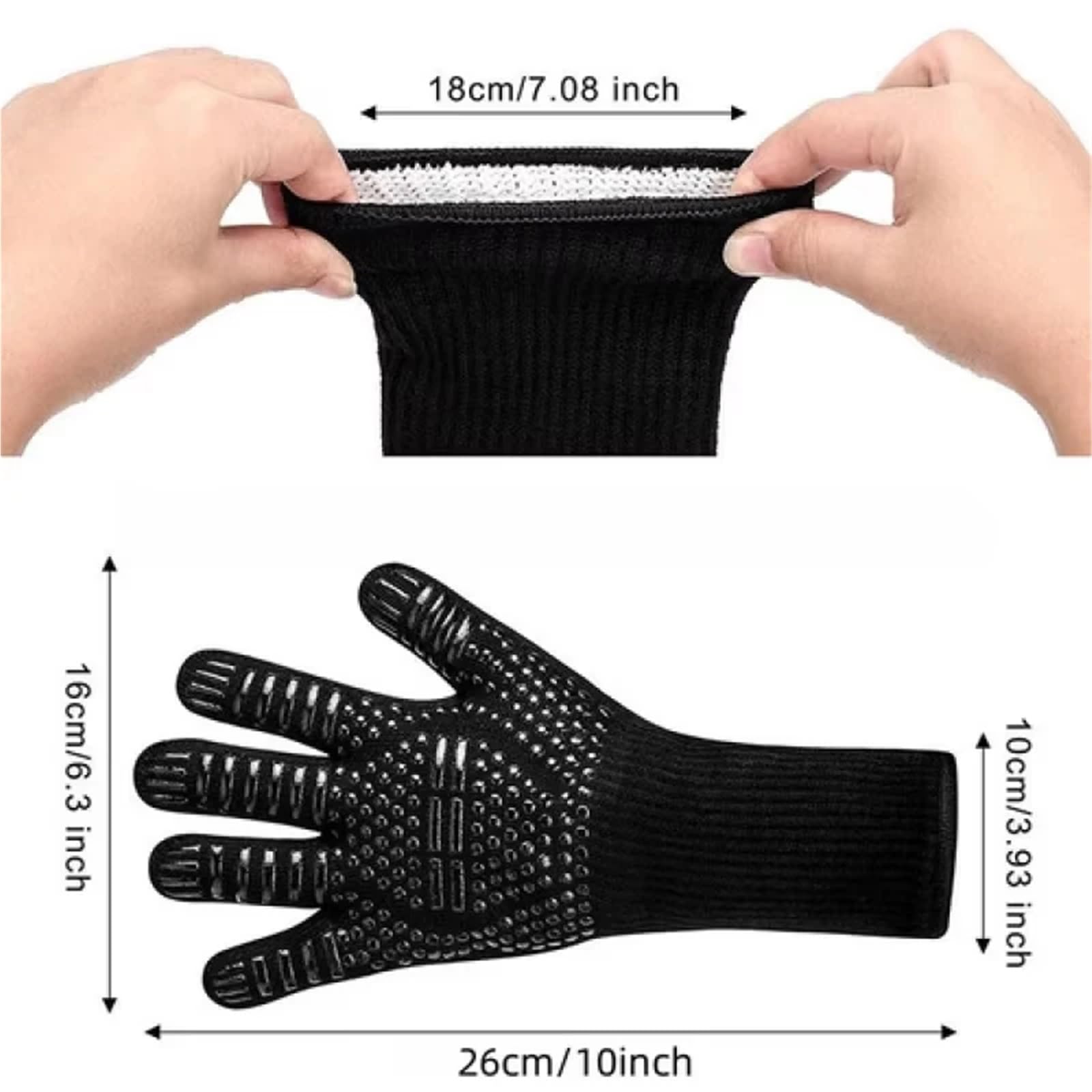 Guanti da forno antiscivolo for barbecue resistenti al calore e ignifughi fuoco for 500-800 gradi centigradi Per Grigliare(1pair)
