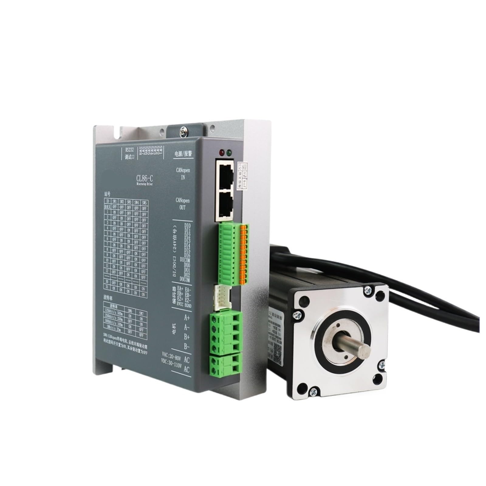 EKFBQBGW DC30~110V/AC20~80V 4~5.8A Stepper electronic starter Controller 1000PPR 2/2.3/2.8/4.5/4.8/5.5N.m 2Phase Nema24 ClosedLoop Stepper electronic starter Driver(Nema24 2.3Nm Kit)