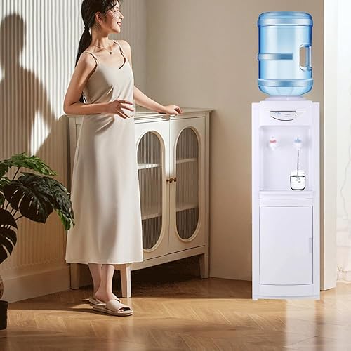Miniatura 2 de Dispensador de enfriador de agua para botella de 5 galones, dispensador de agua de carga superior caliente y fría, enfriador de pie con bloqueo de