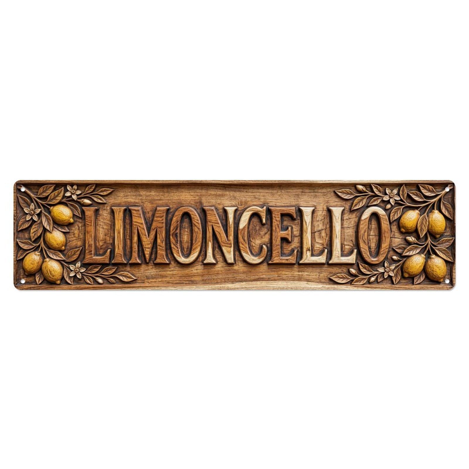 Limoncello Carved Teak Bar Metal Tin Skinny Sign Plaque Wall Decor for Cafe, Club Bar, Office, Home Garden Metal Poster 4x16Inch