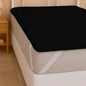 Pillow Top Queen Protetor de Colchão Micropercal 200 Fios – Super Macio, Enchimento Grosso 600g/m², Antipilling, Faixas Elásticas, Fácil de Lavar (Preto, Queen)