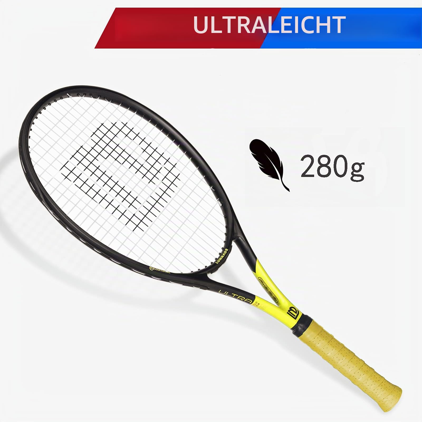 Tennisschläger für Erwachsene, 27 Zoll Leicht Tennisschläger mit Hülle, Geeignet für Damen Herren Anfänger und Fortgeschrittene