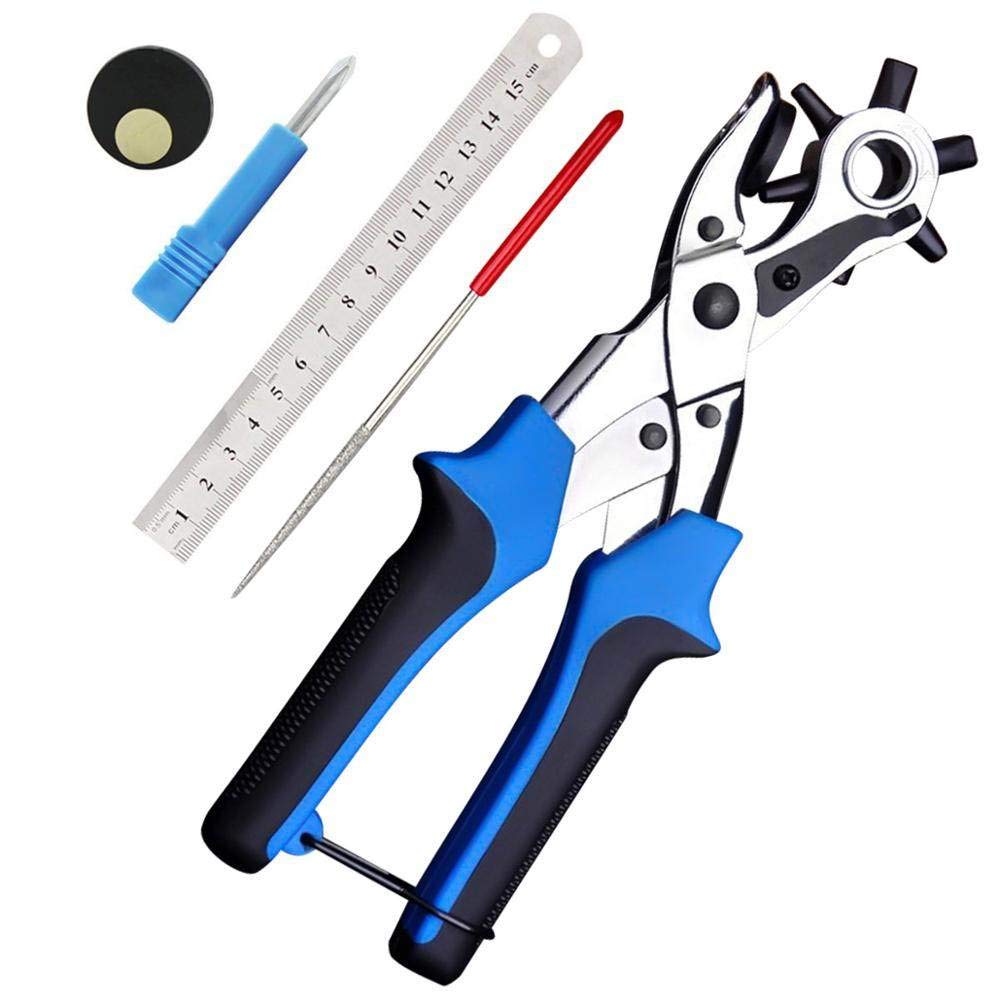 Perforadora de cinturón for cuero, alicate perforador, azul, multifuncional, con 6 tamaños: x 4 mm, 7 3,5, y
