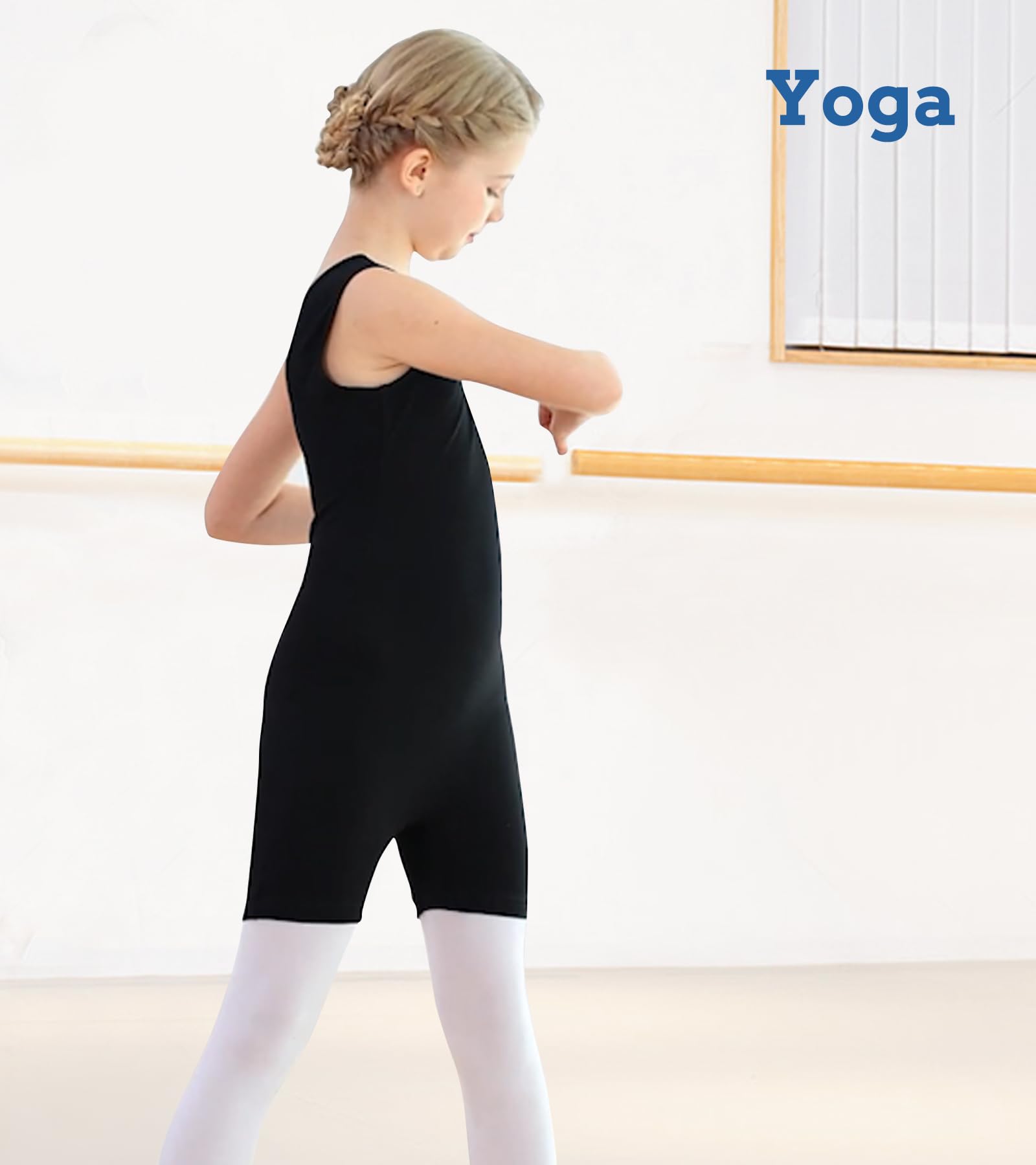ACOCOPY Girls Leotards for Gymnastics Sparkly Biketards Unitard with Shorts Quick Dry Dance Outfits 4-9 Years — view 5