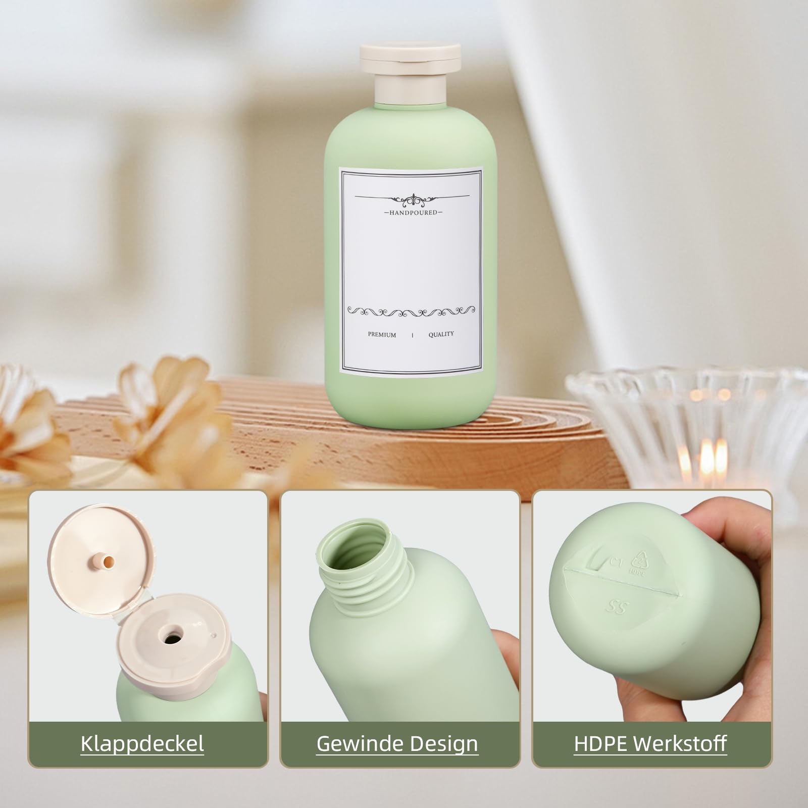 UMETASS Pack of 2 Travel Bottles for Filling Leak-Proof Travel Time Set, Travel-Size Shampoo Container with Flip-Top Lid - Image 3